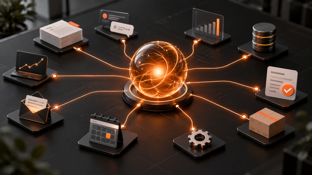 Agente de inteligência artificial conectando tarefas e sistemas de uma empresa