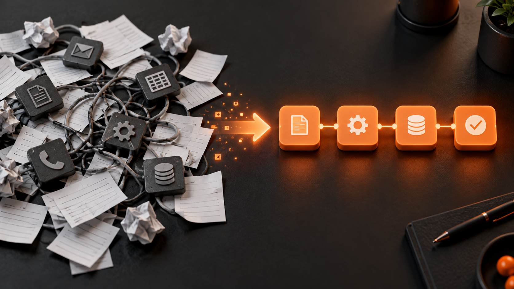 Processo manual sendo transformado em um fluxo digital automatizado